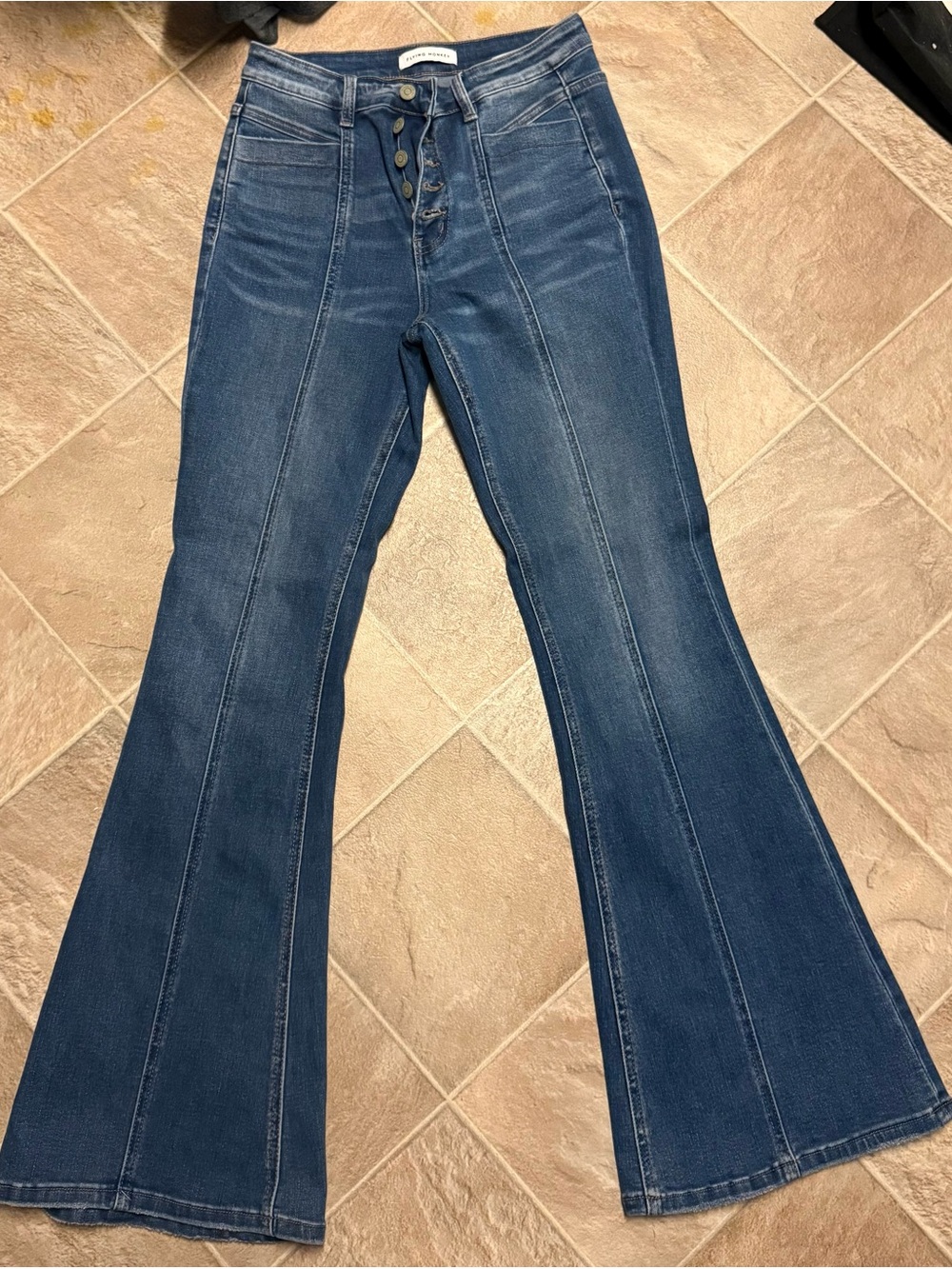 Flying Monkey Dark Blue High-Rise Flare Jeans